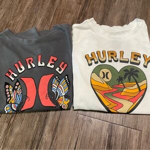 Hurley Kids Tees - Charcoal and White with Graphic Designs